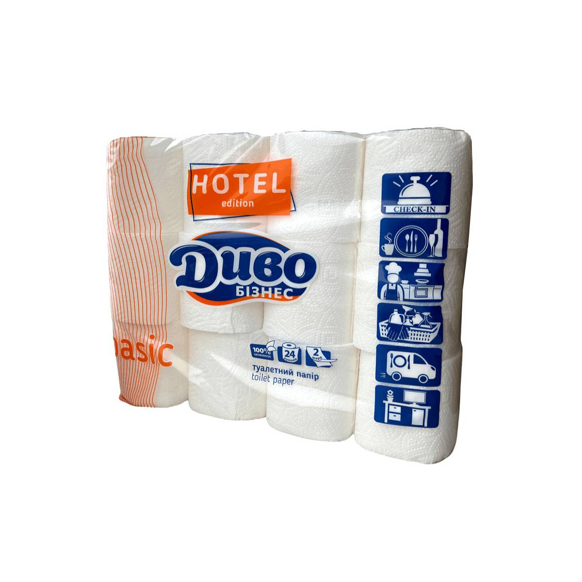 Туалетная бумага «ДИВО» Бизнес Basic Hotel Edition (Упаковка 24 шт) 51332 Київський картонно-паперовий комбінат