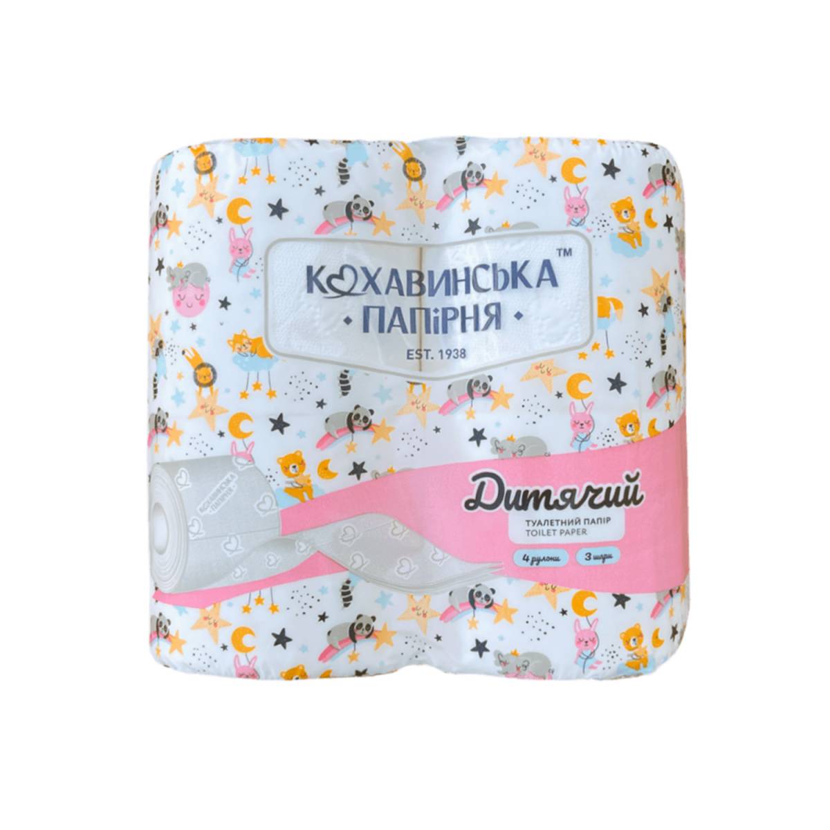 Туалетная бумага “КОХАВИНСКАЯ БУМАГА” Детская (Упаковка 4 шт) 51151 Кохавинська паперова фабрика