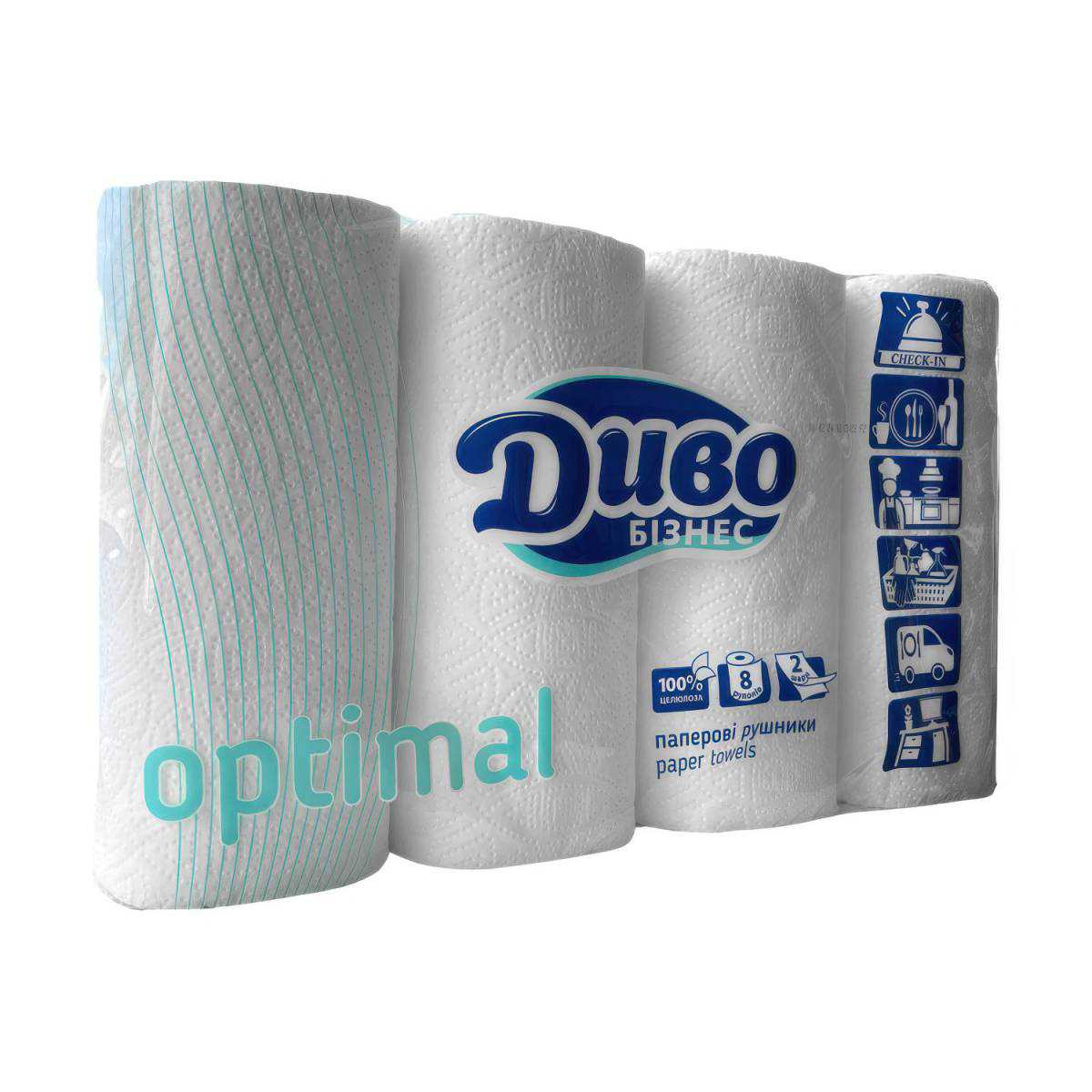 Полотенца на гильзе целлюлозные «ДИВО» Бизнес Optimal (Упаковка 8 шт) 51341 Київський картонно-паперовий комбінат