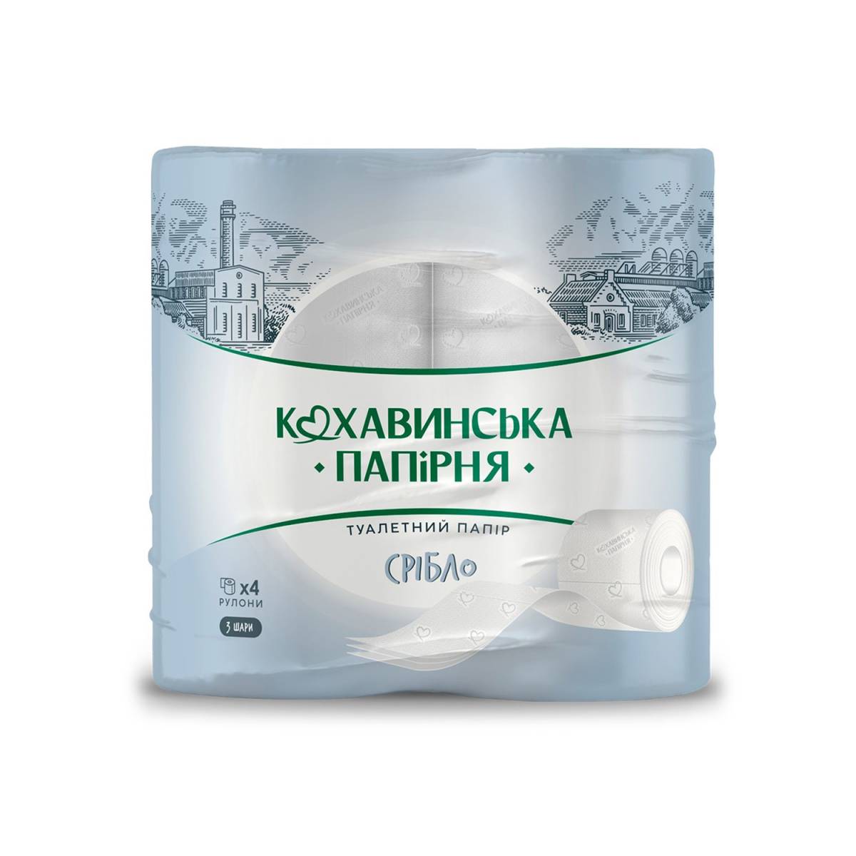 Папір туалетний целюлозний “Срібло”» (Упаковка 4 шт)