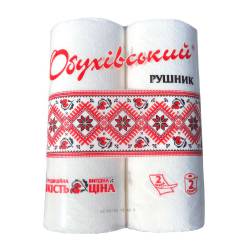 Рушник паперовий “Обухівський” целюлозний на гільзі, 38 відривів (Упаковка 2 шт) 51339 Київський картонно-паперовий комбінат 2