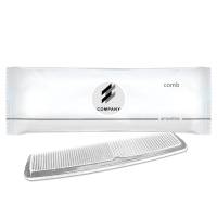 Расческа прозрачная 14см Flow Pack с логотипом на круглом стикере