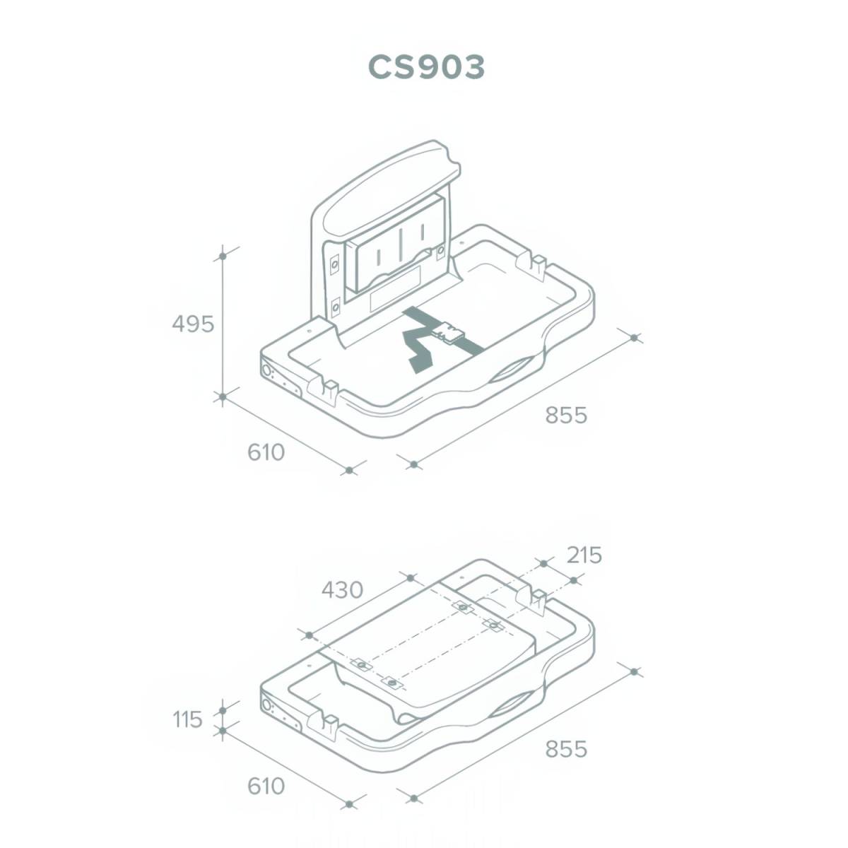 Настінний сповивальний столик з посиленими бортами Rixo Maggio CS903 CS903 Rixo