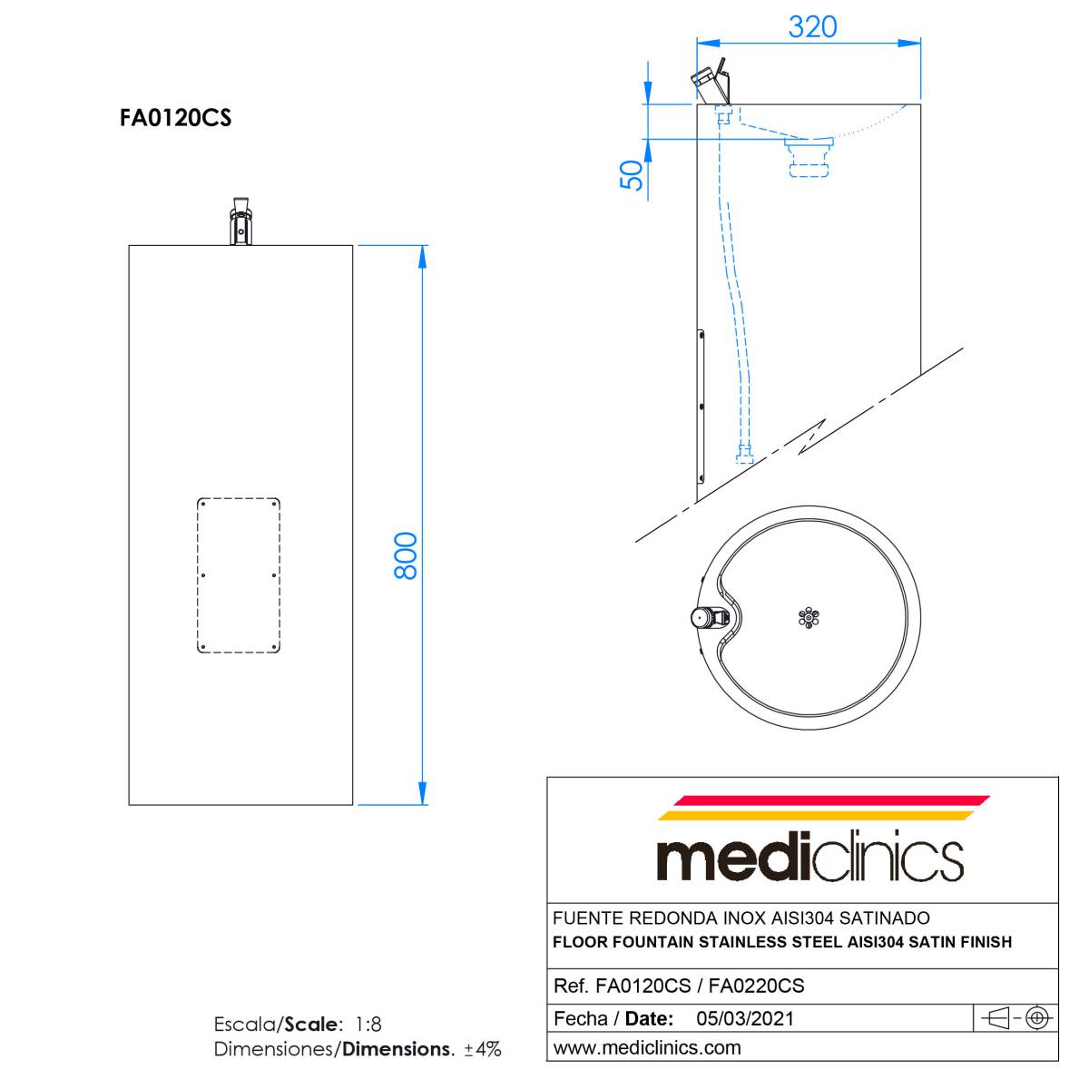 Фонтанчик питьевой напольный FA0120CS Mediclinics