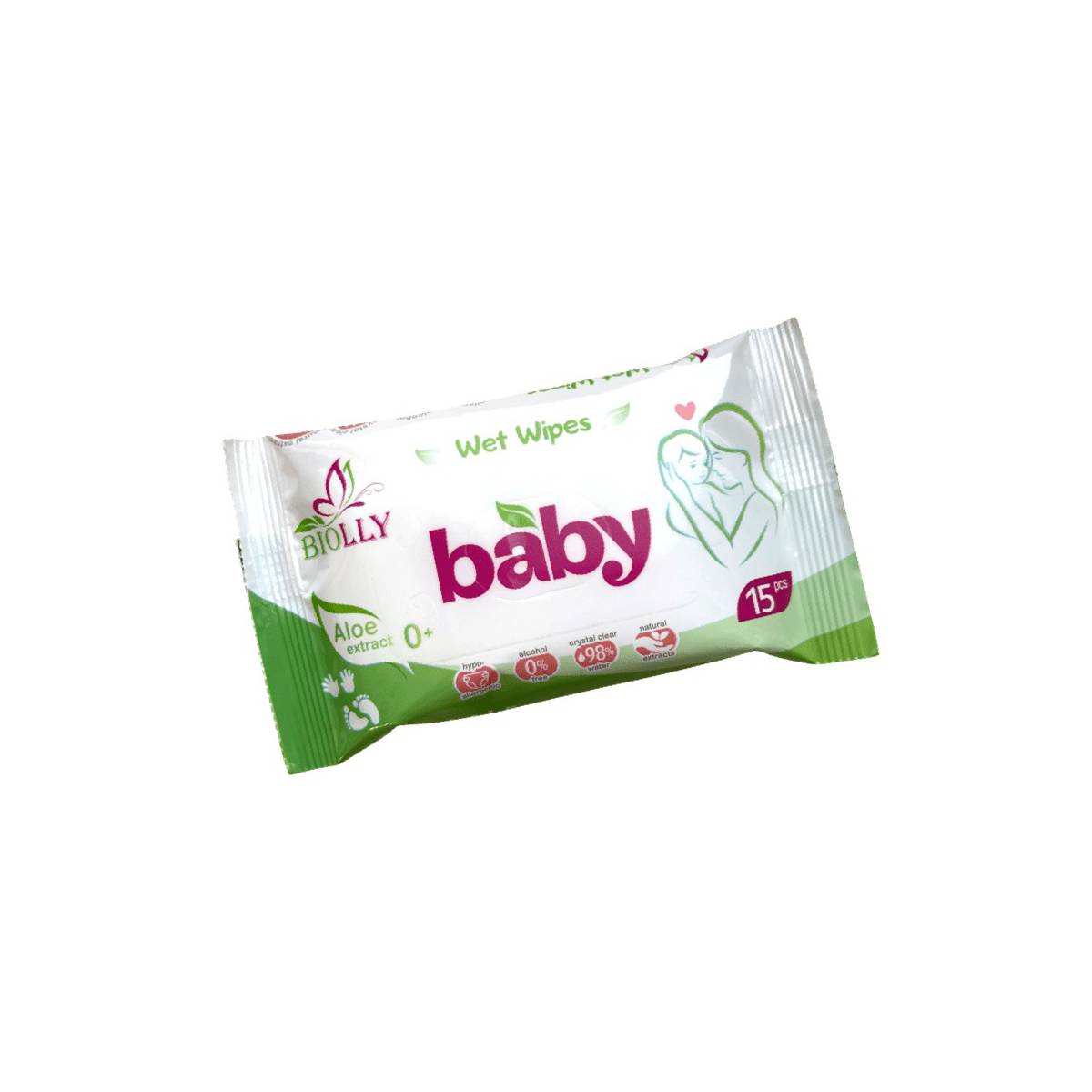 Серветки вологі “BIOLLY” for baby з алое вера (180 упаковок)