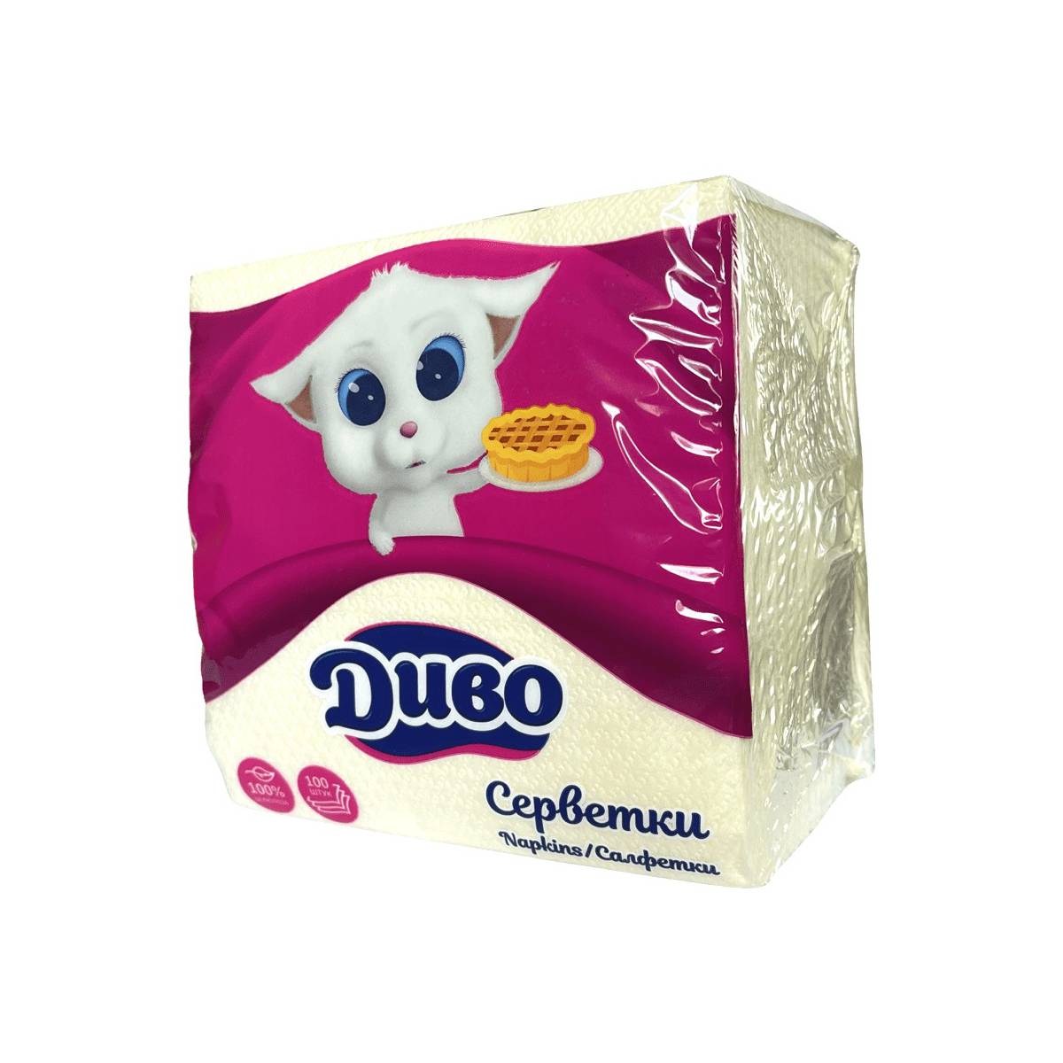 Серветки столові “Диво” 100 листів жовті (18 упаковок) 1077 Київський картонно-паперовий комбінат