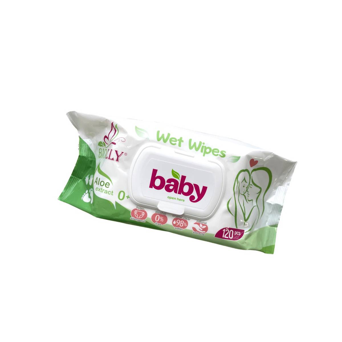 Салфетки влажные "BIOLLY" for baby з алое вера (10 упаковок)
