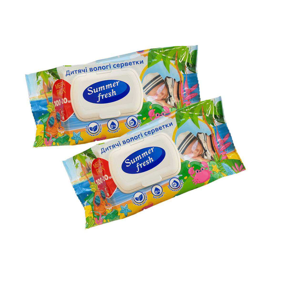 Серветки вологі “Summer Fresh” дитячі MEGA PACK (10 упаковок)