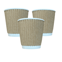 Стакан бумажный гофрированный 350 мл коричневый 25 шт (16 упаковок)