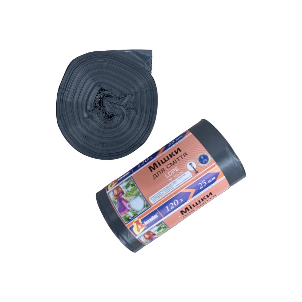 Пакети для сміття Діоніс чорні 120 л 25 шт (12...