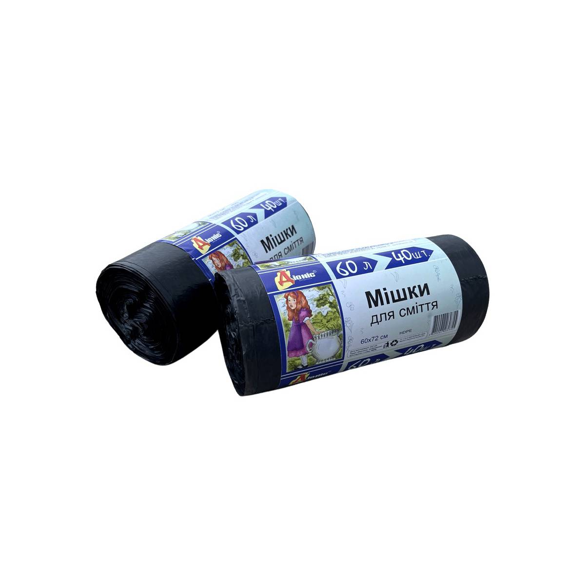Пакети для сміття Діоніс чорні 60л 40шт (25...
