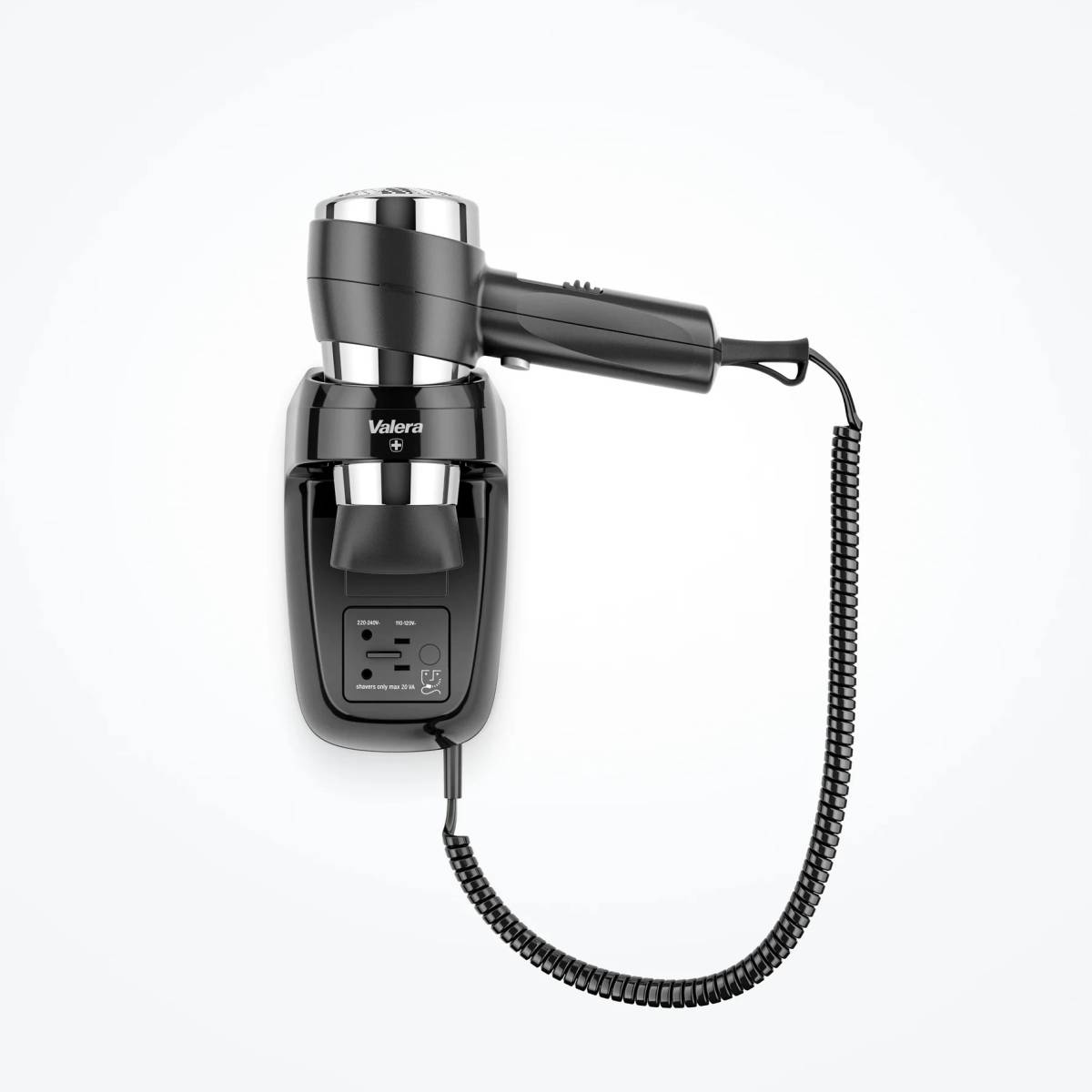 Фен настінний Valera Action Super Plus 1600 Shaver Black з розеткою для електробритви 542.06/044.05 Black Valera