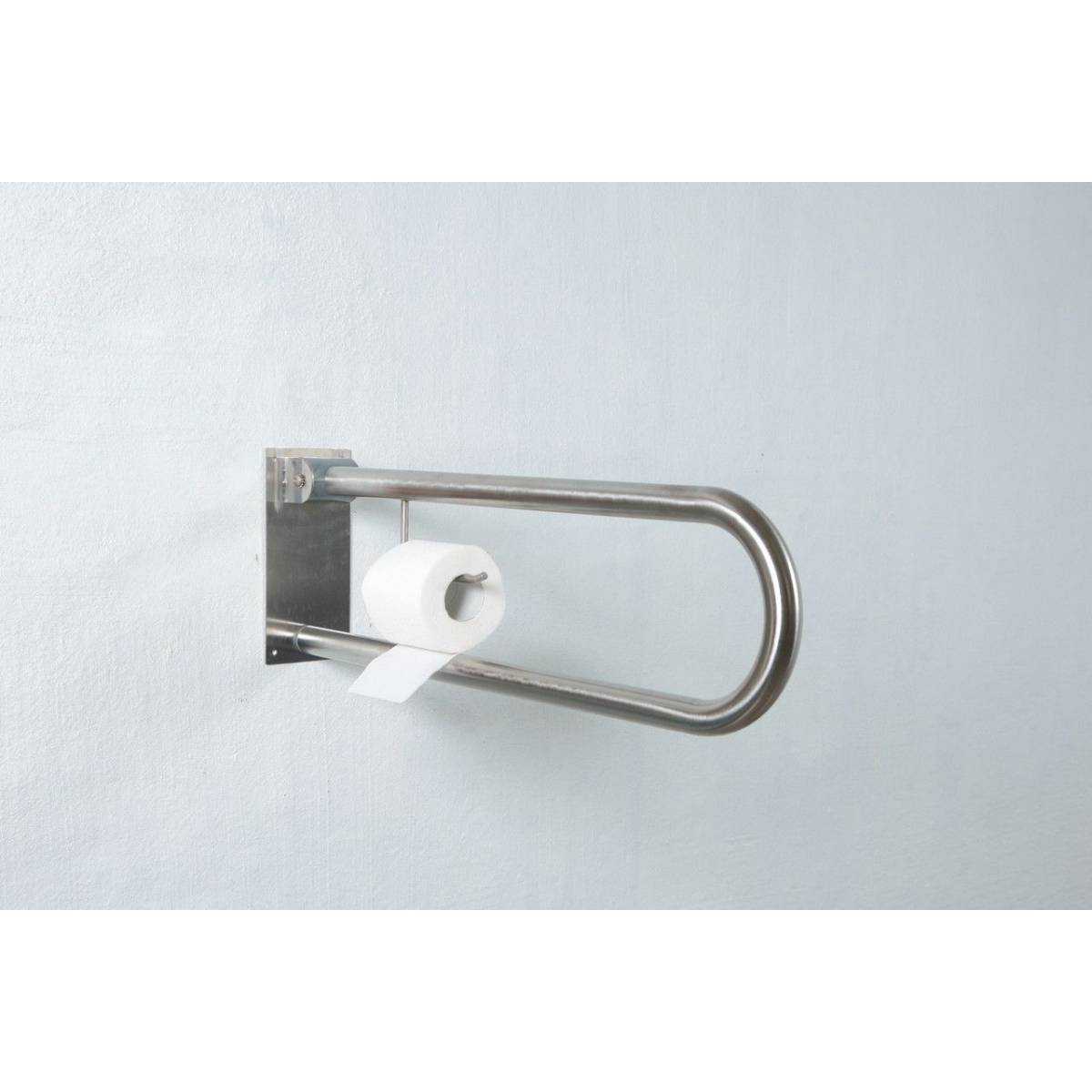 Поручень откидной Ø32 на стену с держателем бумаги, для людей с ограниченными возможностями, инвалидностью 141300 Noksi