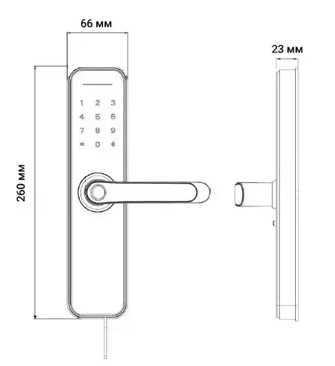 Габаритные размеры умного замка SEVEN LOCK SL-7766B black Габаритные размеры умного замка SEVEN LOCK SL-7766B black