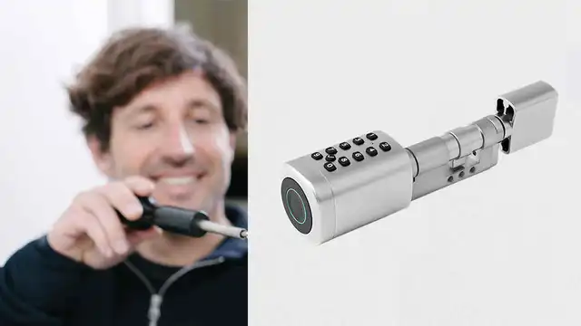 Умный дверной биометрический замок (цилиндр) SEVEN LOCK SL-7773BF silver-установка