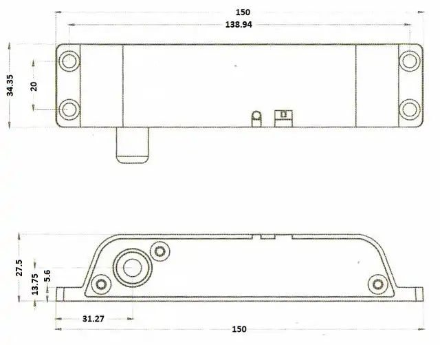 Габаритные размеры электроригельного замка SEVEN BL-727